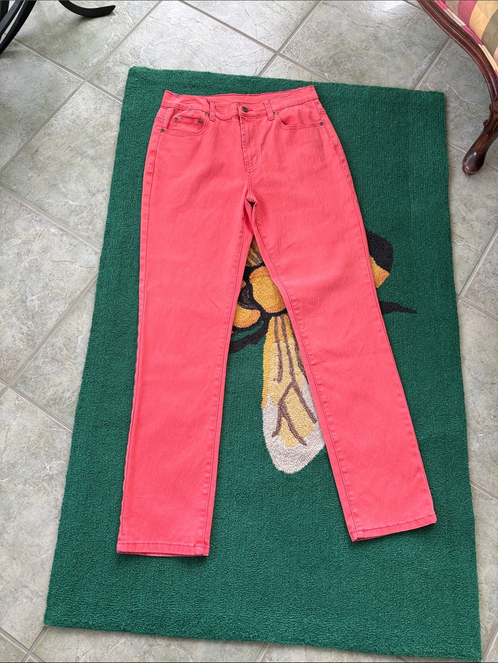 DG2 By Diane Gilman Zip Front Stretch Jean in Coral